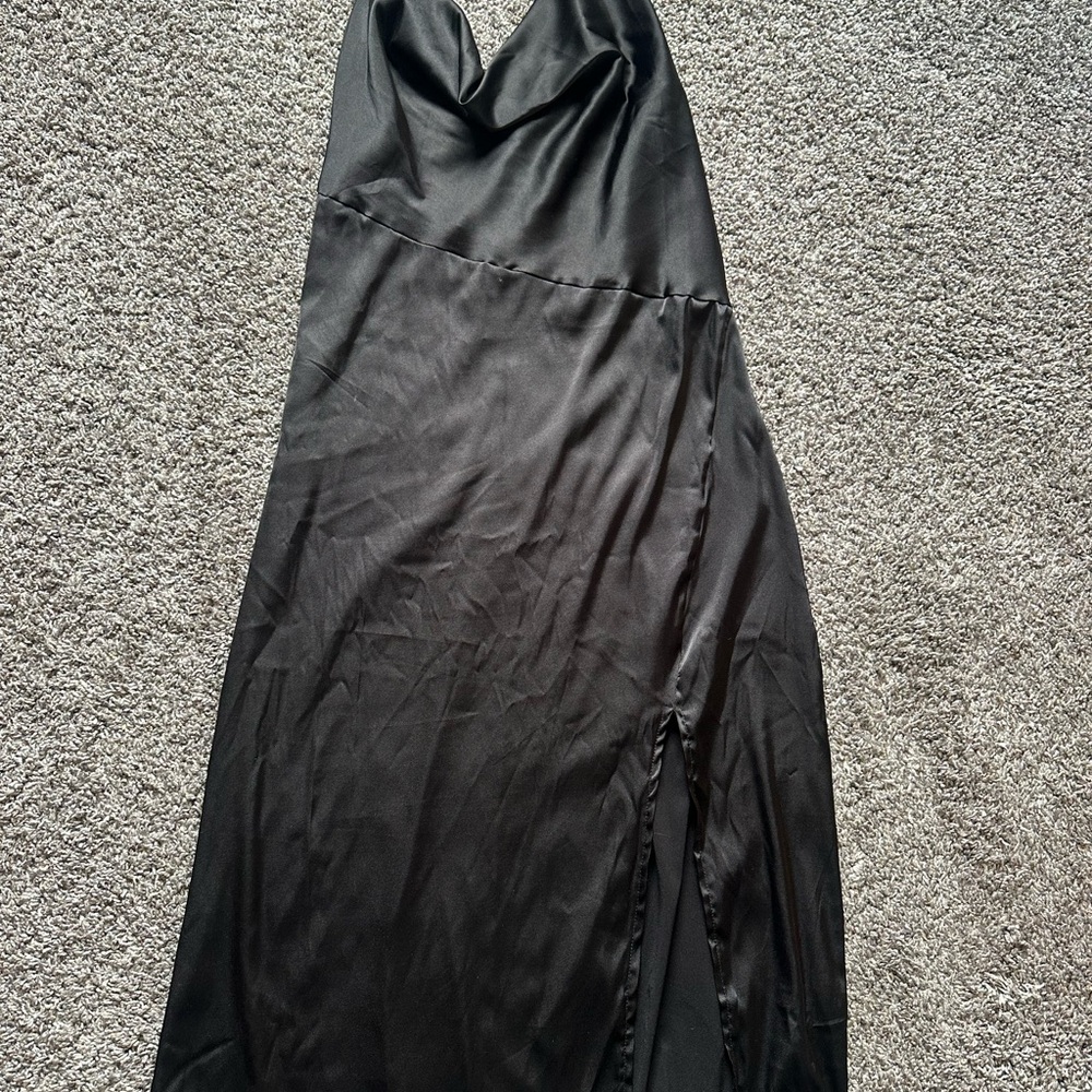 Elegant Black Satin Dress